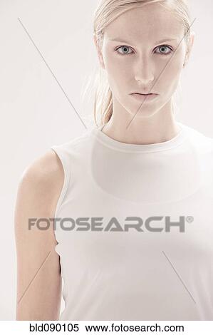 Stock Photography - Serious Caucasian woman. Fotosearch