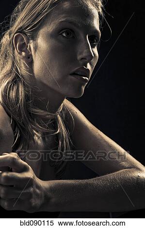 Stock Photography - Serious Caucasian woman. Fotosearch