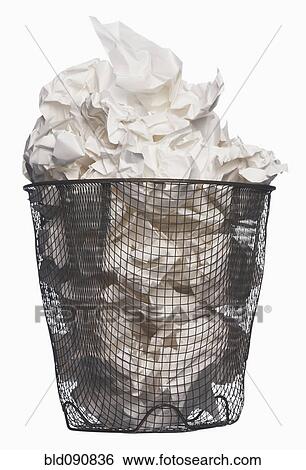 Wastepaper basket full of garbage View Large Photo Image Stock Photograph - Wastepaper basket full of garbage. Fotosearch