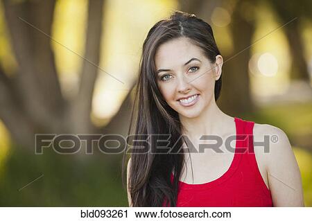 Stock Image - Smiling Caucasian woman. Fotosearch