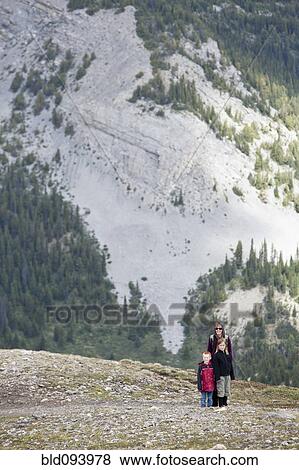 Family hiking on Parker Ridge View Large Photo Image Stock Photo - Family hiking on Parker Ridge. Fotosearch