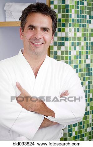 Hispanic man wearing bathrobe View Large Photo Image Picture - Hispanic man wearing bathrobe. Fotosearch
