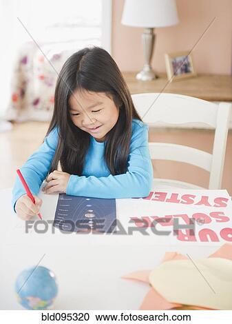 Stock Image - Korean girl coloring poster. Fotosearch