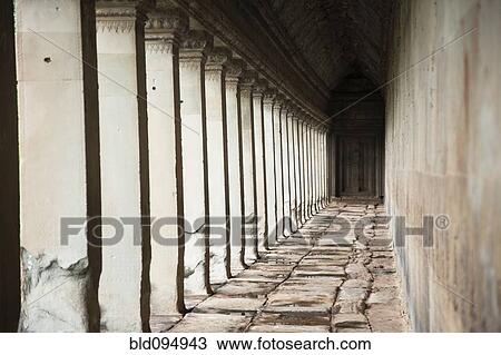 Stock Image - Pillars in Angkor Wat temple. Fotosearch
