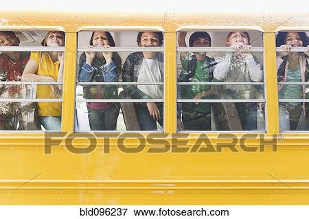Children riding school bus View Large Photo Image Stock Photo - Children riding school bus. Fotosearch
