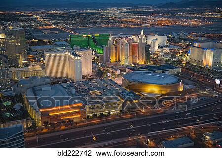 Stock Image - "Aerial view of illuminated cityscape, Las Vegas, Nevada, United States, ". Fotosearch