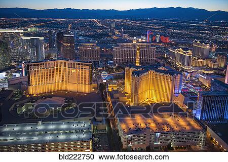 Stock Image - "Aerial view of illuminated cityscape, Las Vegas, Nevada, United States, ". Fotosearch