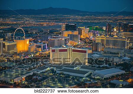 Stock Photo - "Aerial view of illuminated cityscape, Las Vegas, Nevada, United States, ". Fotosearch