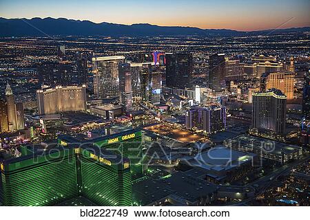 Stock Photo - "Aerial view of illuminated cityscape, Las Vegas, Nevada, United States, ". Fotosearch