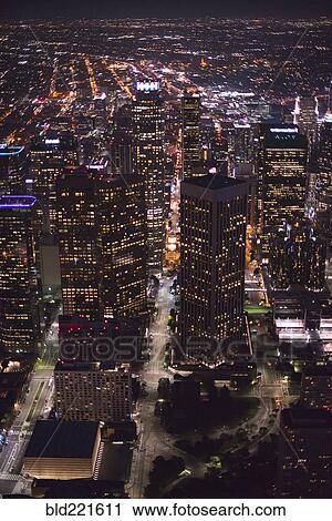 Stock Image - Aerial view of Los Angeles cityscape, California, United States. Fotosearch