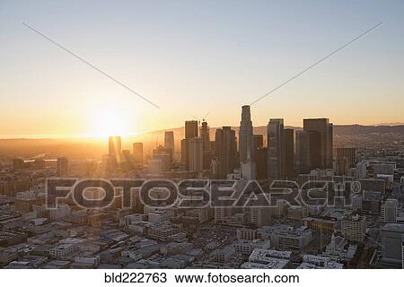 Stock Image - "Aerial view of Los Angeles cityscape, California, United States". Fotosearch
