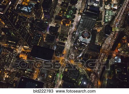 "Aerial view of Los Angeles cityscape lit up at night, California, United States" View Large Photo Image Stock Image - "Aerial view of Los Angeles cityscape lit up at night, California, United States". Fotosearch
