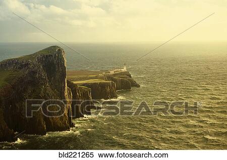 Stock Photography - Aerial view of Neist Point cliffs, Isle of Skye, Scotland. Fotosearch