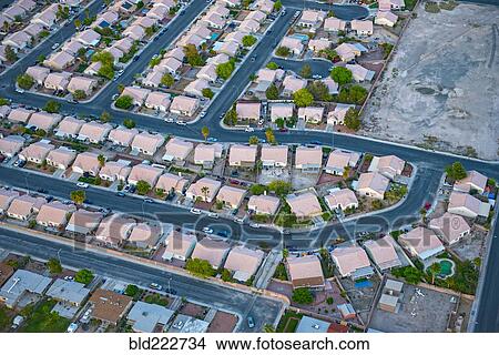 Picture - "Aerial view of suburban houses, Las Vegas, Nevada, United States, ". Fotosearch