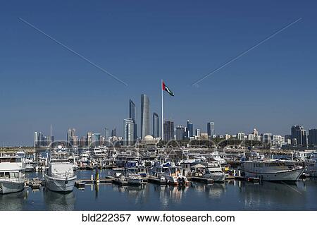 Stock Photo - "Boats at urban marina, Abu Dhabi, Abu Dhabi Emirate, United Arab Emirates, ". Fotosearch