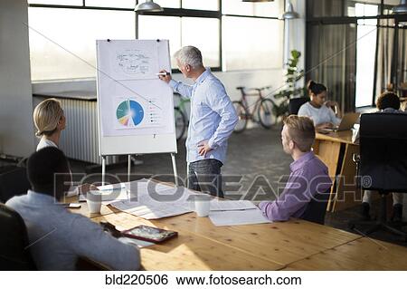 Stock Photograph - Businessman giving presentation in office meeting. Fotosearch