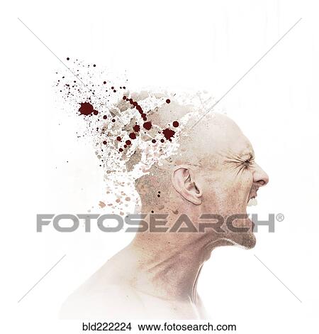 Picture - Caucasian man with exploding head. Fotosearch