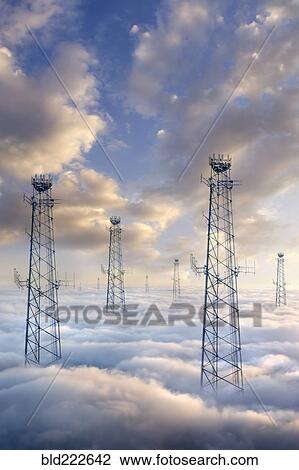 Cellular towers above clouds View Large Photo Image Stock Image - Cellular towers above clouds. Fotosearch