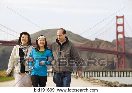 Stock Photo - Chinese family walking. Fotosearch