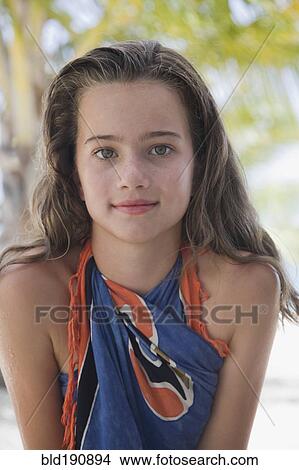 Picture - Close up of girl in sarong. Fotosearch