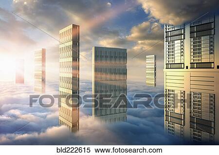 Stock Photography - Computer servers in clouds. Fotosearch
