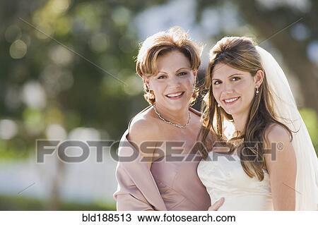 Stock Image - Cuban bride with mother. Fotosearch