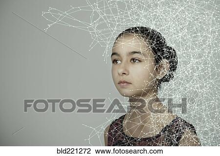 Mixed race girl with spider web pattern View Large Photo Image Stock Image - Mixed race girl with spider web pattern. Fotosearch