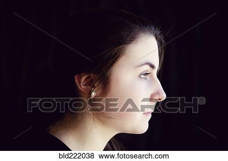 Stock Photo - Profile of serious woman. Fotosearch