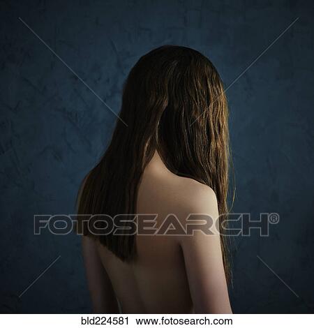Stock Image - Rear view of Caucasian teenage girl. Fotosearch