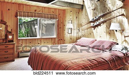 Stock Image - Rustic bedroom. Fotosearch