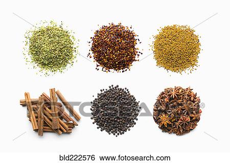 Stock Photograph - Six piles of seasoning. Fotosearch