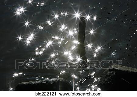 Stock Image - Sparkling lights reflecting in water. Fotosearch