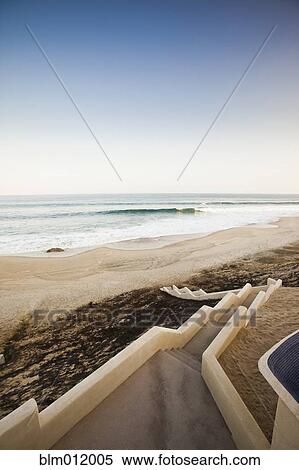 Staircase down to beach and ocean View Large Photo Image Stock Photography - Staircase down to beach and ocean. Fotosearch