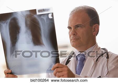 Picture - Chilean doctor reviewing x-rays. Fotosearch