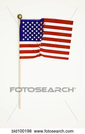 Stock Photo - Repaired American flag. Fotosearch