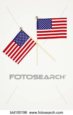 Two small American flags View Large Photo Image Stock Photograph - Two small American flags. Fotosearch