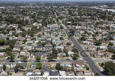 Stock Photo - Aerial view of Los Angeles suburb. Fotosearch