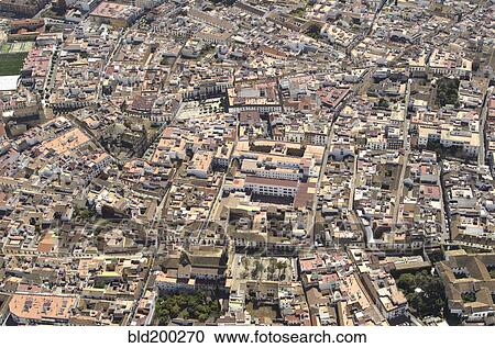 Aerial view of Spanish city View Large Photo Image Stock Image - Aerial view of Spanish city. Fotosearch