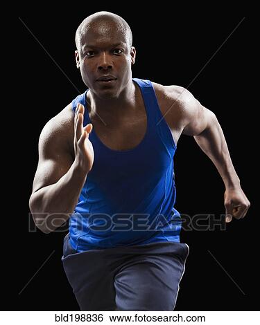 Stock Photograph - African American athlete running. Fotosearch