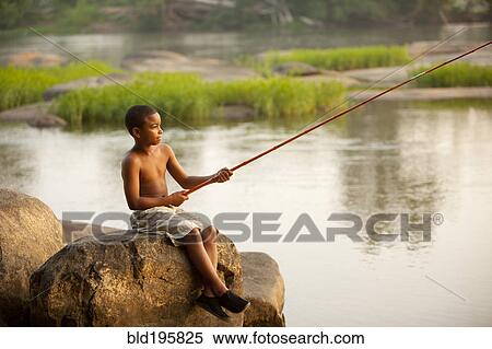 African American boy fishing in lake View Large Photo Image Stock Photography - African American boy fishing in lake. Fotosearch