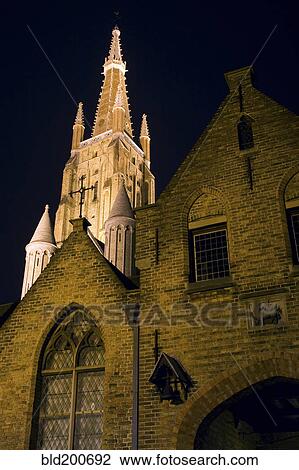 Bell tower of cathedral at night View Large Photo Image Stock Image - Bell tower of cathedral at night. Fotosearch