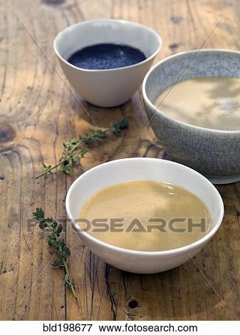 Stock Photo - Bowls of different sauces. Fotosearch