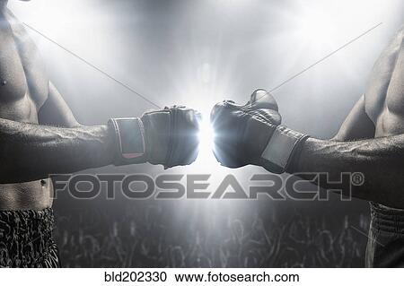 Boxers touching gloves before fight View Large Photo Image Stock Image - Boxers touching gloves before fight. Fotosearch