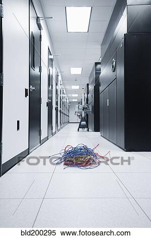 Stock Photography - Cables on floor of server room. Fotosearch
