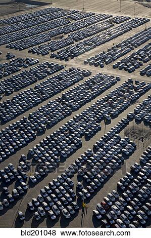 Cars parked in lot at port of Los Angeles View Large Photo Image Stock Photo - Cars parked in lot at port of Los Angeles. Fotosearch
