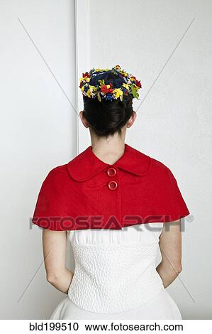 Caucasian woman in fashionable red cape View Large Photo Image Stock Image - Caucasian woman in fashionable red cape. Fotosearch