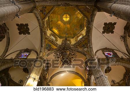 Stock Image - Ceiling of ornate church. Fotosearch