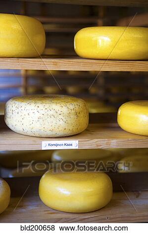 Stock Photo - Close up of cheese on shelf. Fotosearch