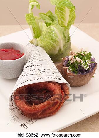 Stock Image - Close up of gourmet vegetables on tray. Fotosearch