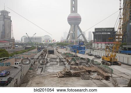 Picture - Construction site in Shanghai. Fotosearch